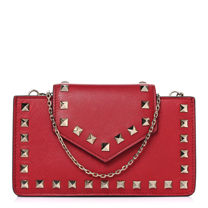 Valentino Garavani Calfskin Rockstud Phone Case With Chain Rosso Valentino 1 of 15