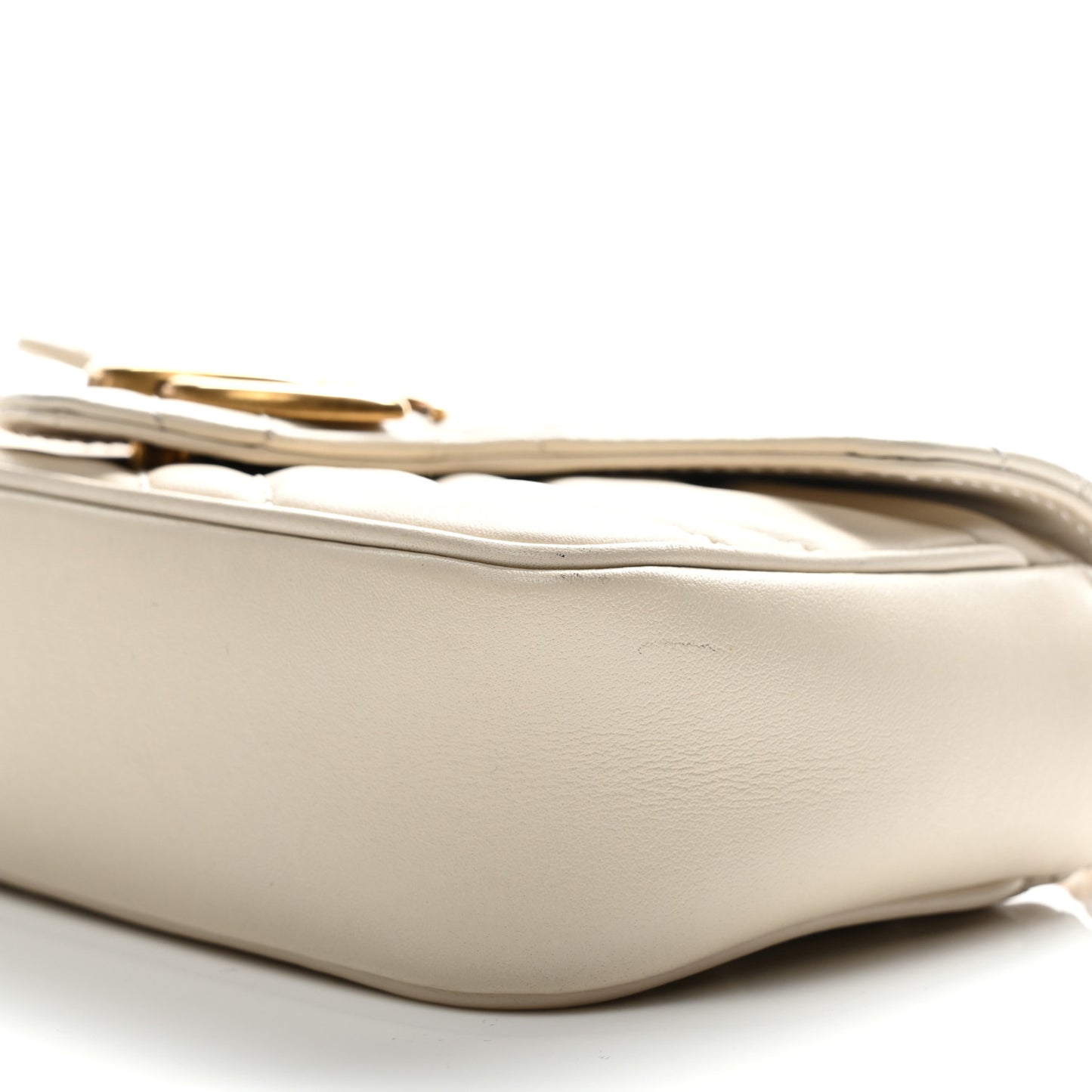 Calfskin Matelasse Super Mini GG Marmont Shoulder Bag White