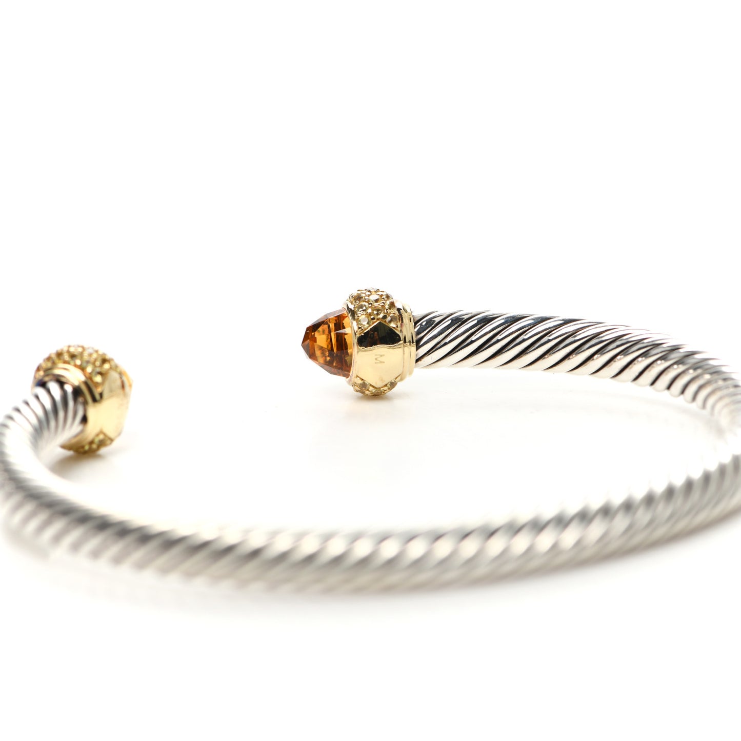 Sterling Silver 18K Yellow Gold Citrine Yellow Sapphire 5mm Candy Cable Bracelet