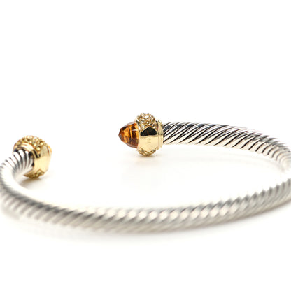 David Yurman Sterling Silver 18K Yellow Gold Citrine Yellow Sapphire 5mm Candy Cable Bracelet 5 of 5