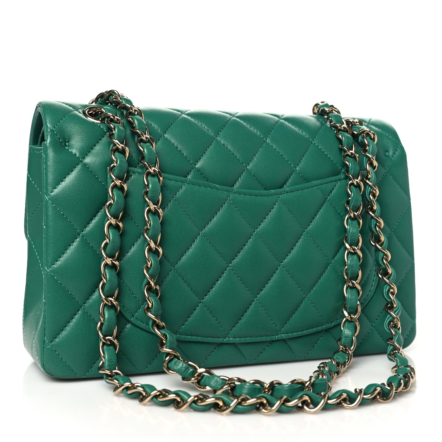 Chanel Lambskin Quilted Small Double Flap Green 3 of 11