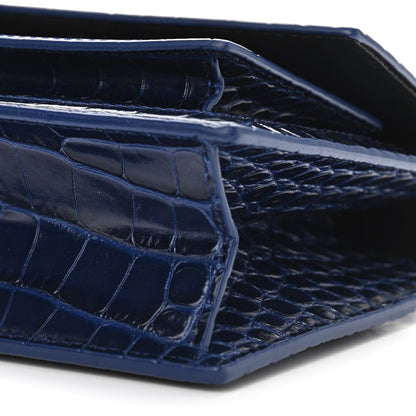 Balenciaga Shiny Calfskin Crocodile Embossed XS Sharp Top Handle Bag Navy 10 of 10