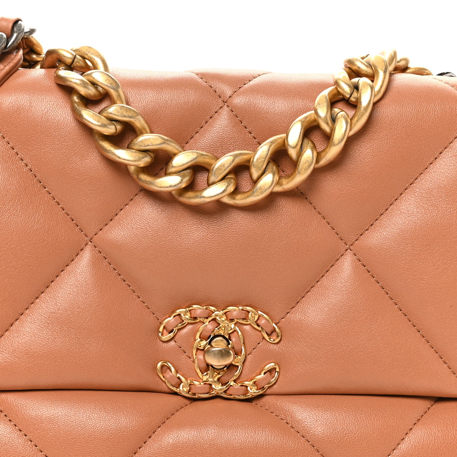 Chanel Lambskin Quilted Large Chanel 19 Flap Brown 8 of 10