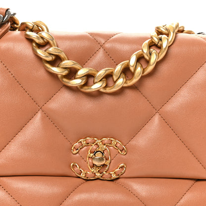 Chanel Lambskin Quilted Large Chanel 19 Flap Brown 8 of 10