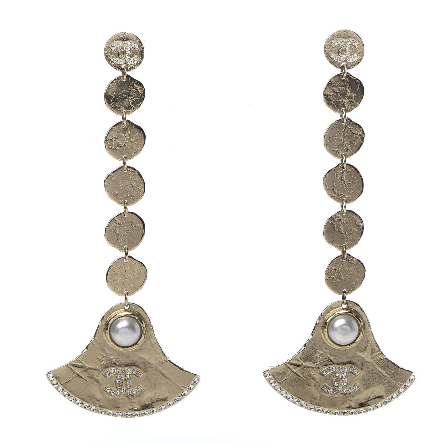 Crystal Pearl Dangle Earrings Gold