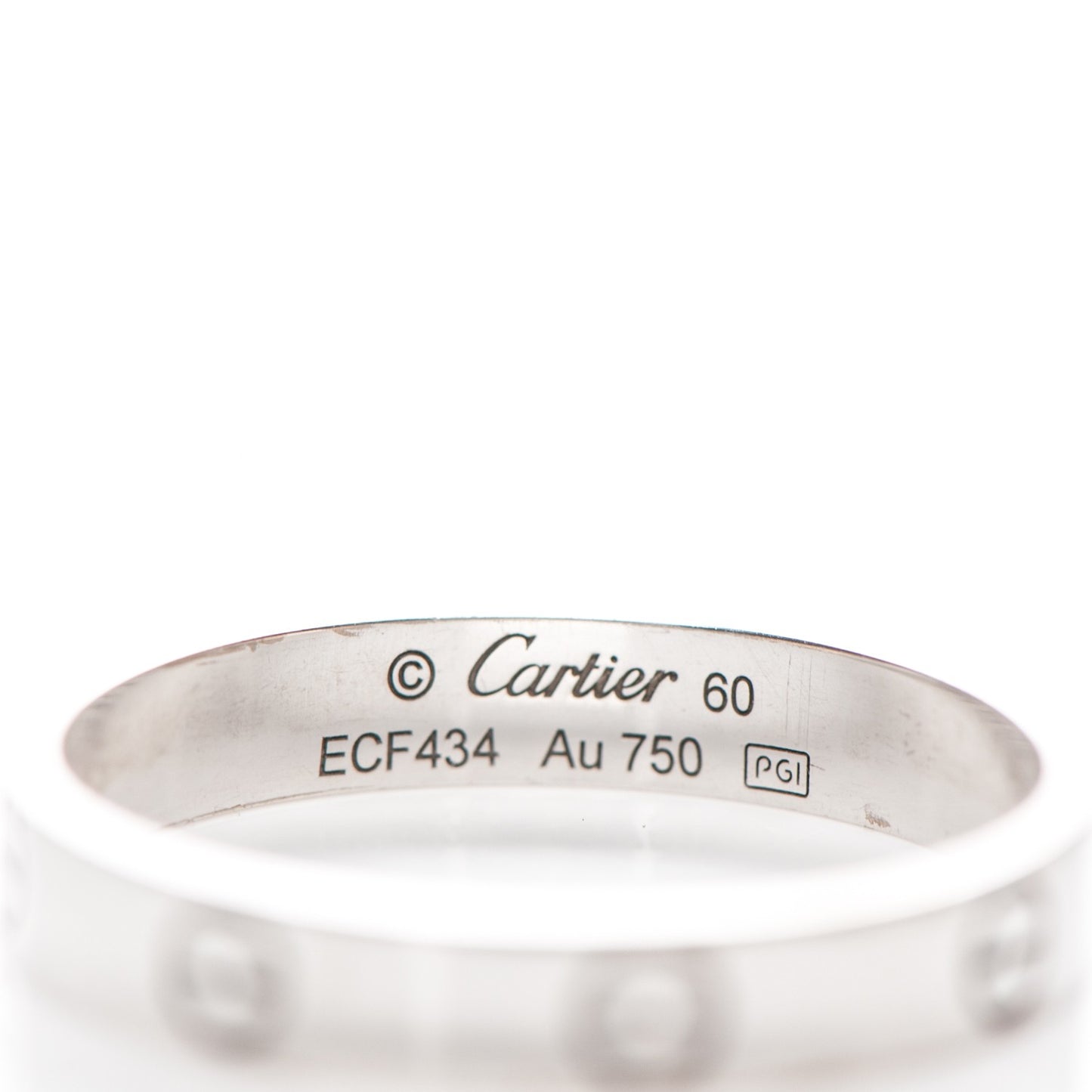 18K White Gold 4mm LOVE Wedding Band Ring 60 9