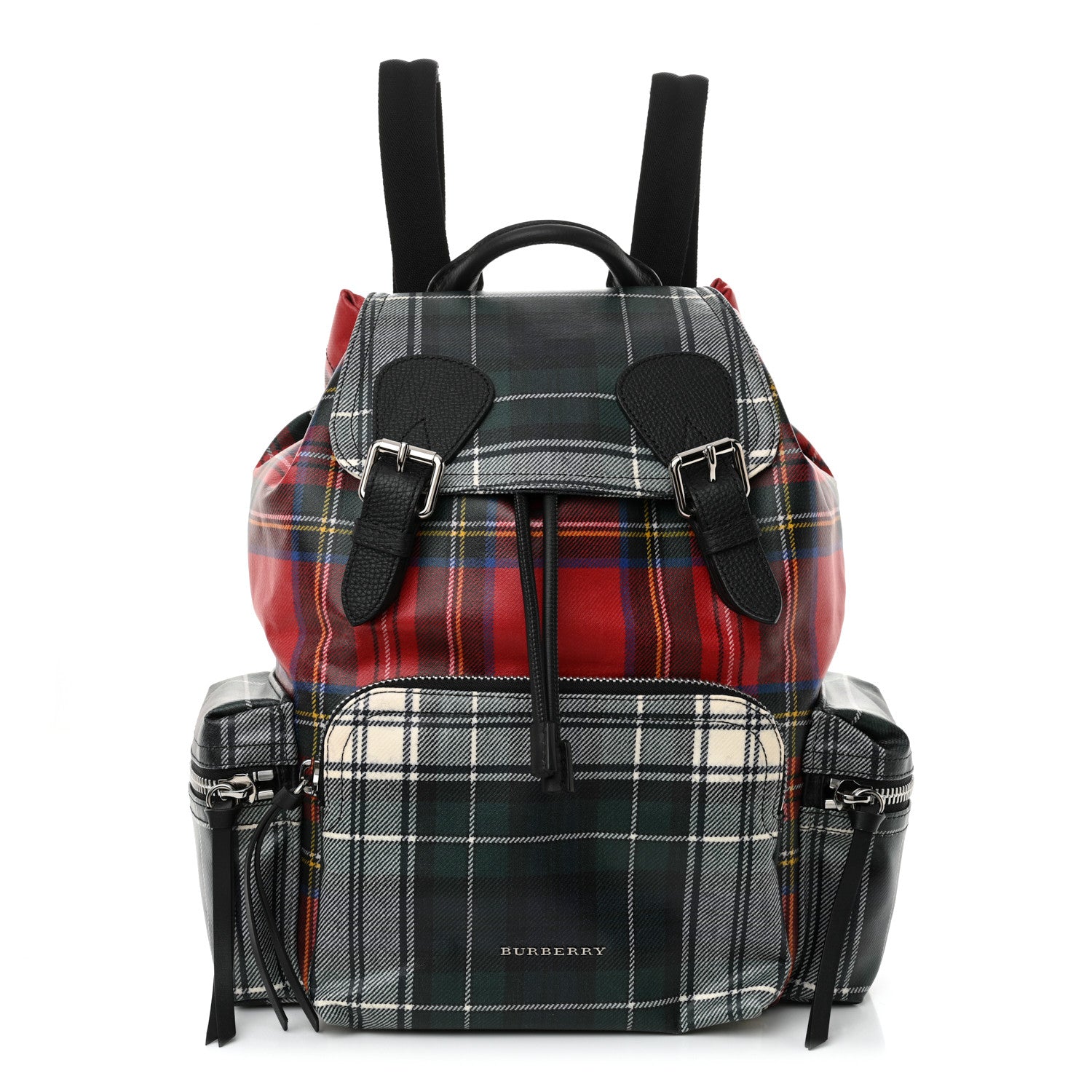 Burberry Laminated Tartan Patchwork Large Rucksack Backpack Military Red 1 of 11
