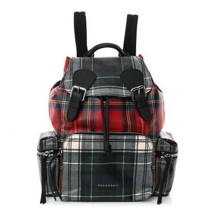 Burberry Laminated Tartan Patchwork Large Rucksack Backpack Military Red 1 of 11