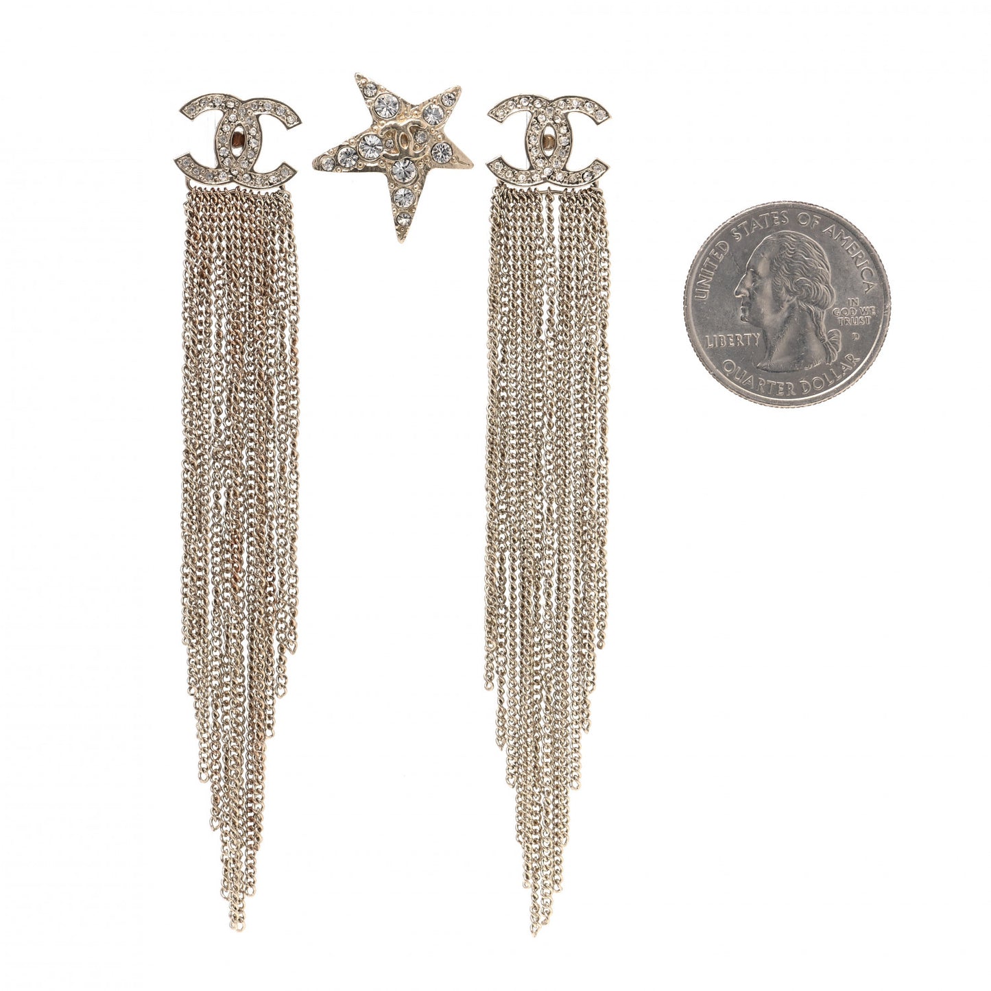 Crystal Chain CC Dangle Earphone Charms Gold