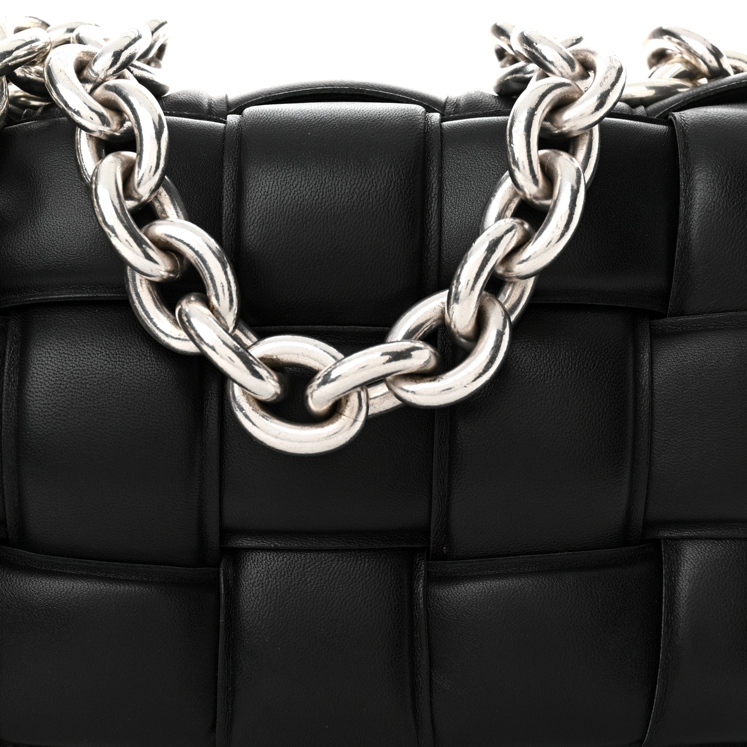 Bottega Veneta Lambskin Maxi Intreccio Padded Chain Cassette Crossbody Bag Black 8 of 10