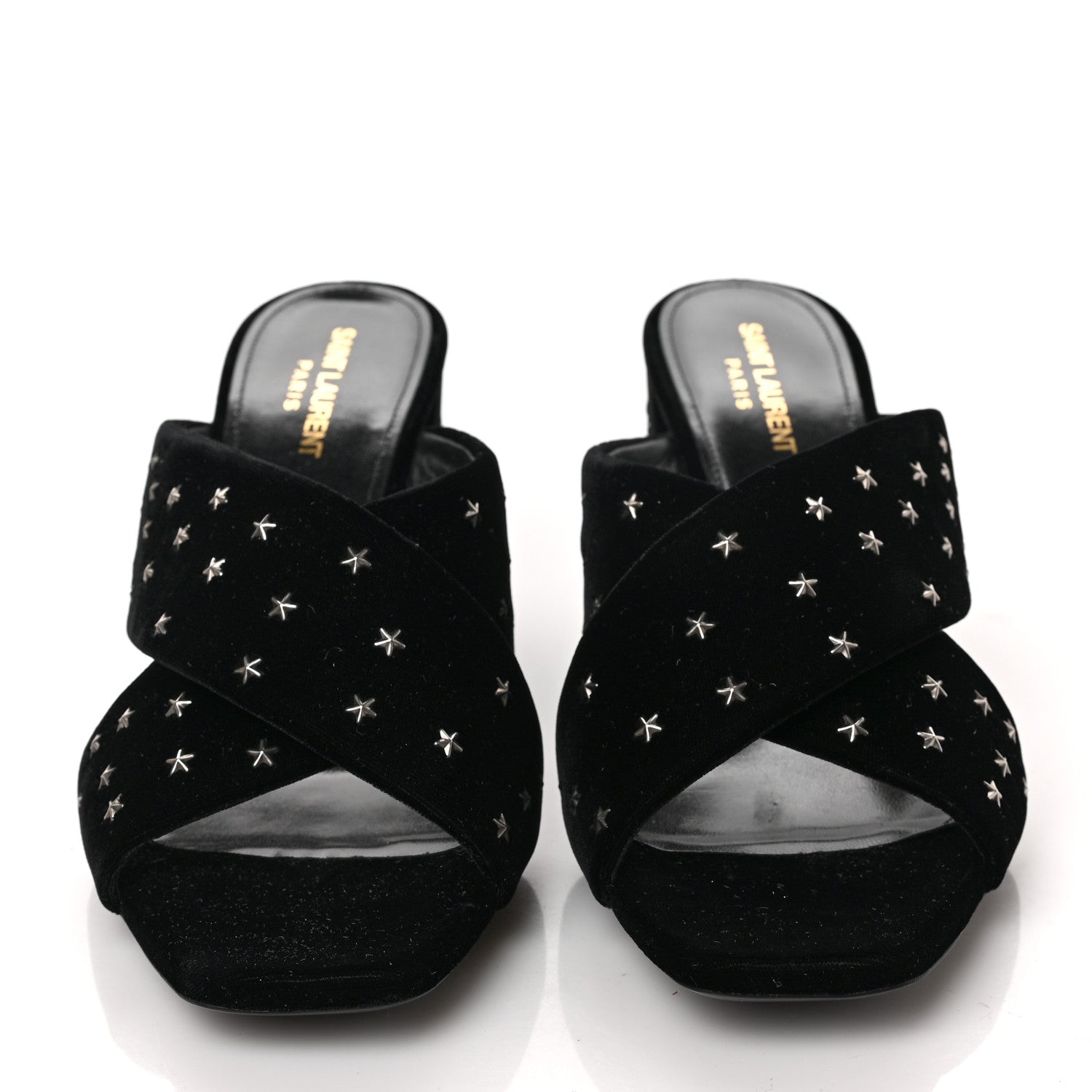 Saint Laurent Velvet Star Mules 40.5 Black 2 of 8
