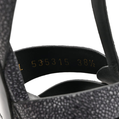 Saint Laurent Grained Calfskin Razza Print Tribute 75 Platform Sandals 38.5 Dark Grey 9 of 13