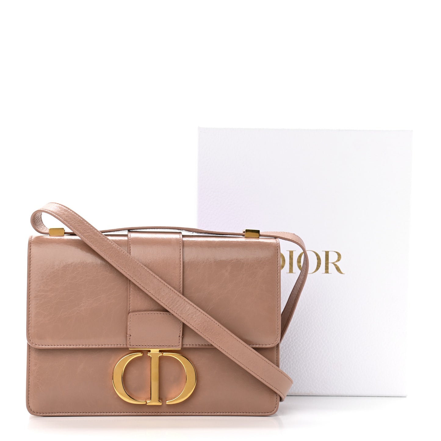 Shiny Crinkled Lambskin 30 Montaigne Flap Bag Fard