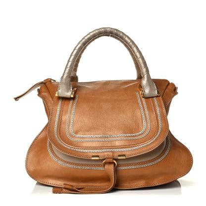 Chloe Metallic Calfskin Medium Marcie Satchel Brown 1 of 8