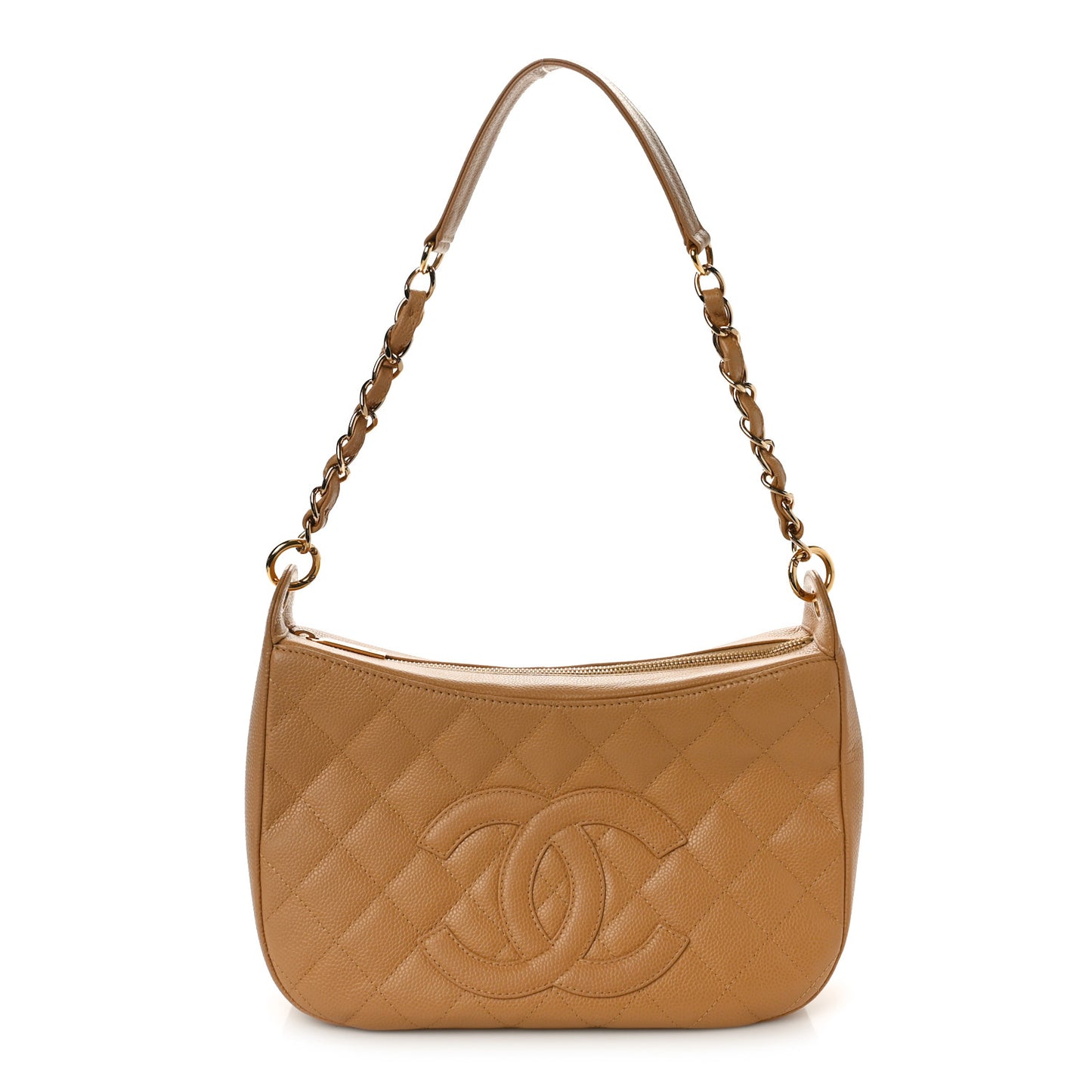 Caviar Quilted Timeless CC Shoulder Bag Beige