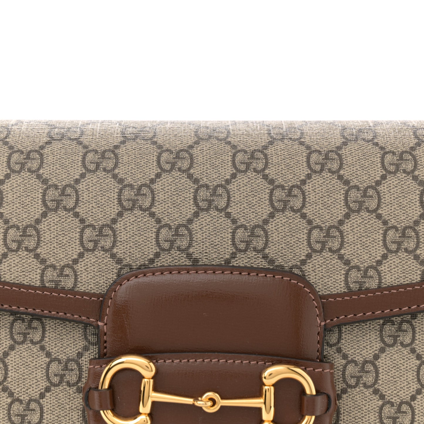 GG Supreme Monogram Horsebit 1955 Shoulder Bag Beige Brown Sugar