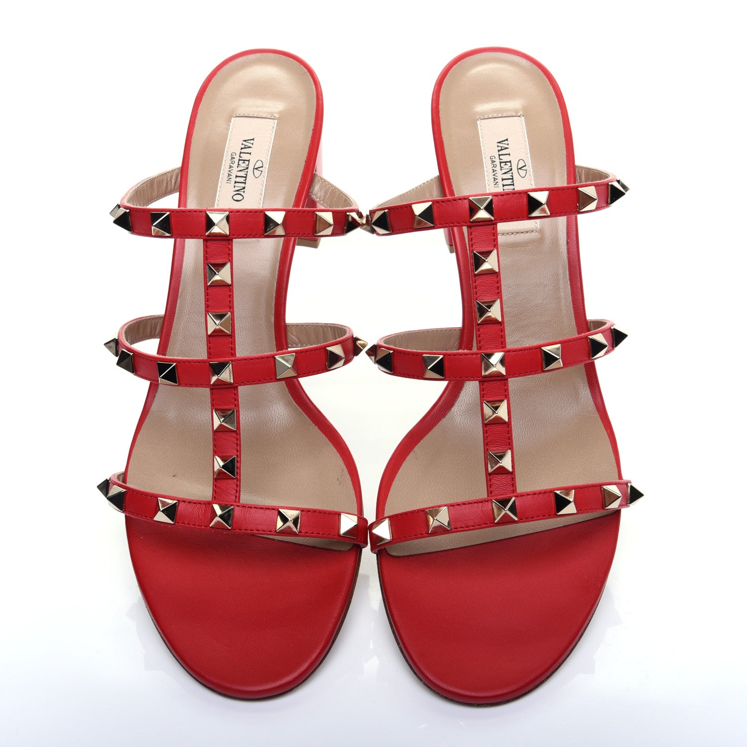 Valentino Garavani Calfskin Rockstud 60mm Caged Slide Sandals 41 Rosso Valentino 8 of 13