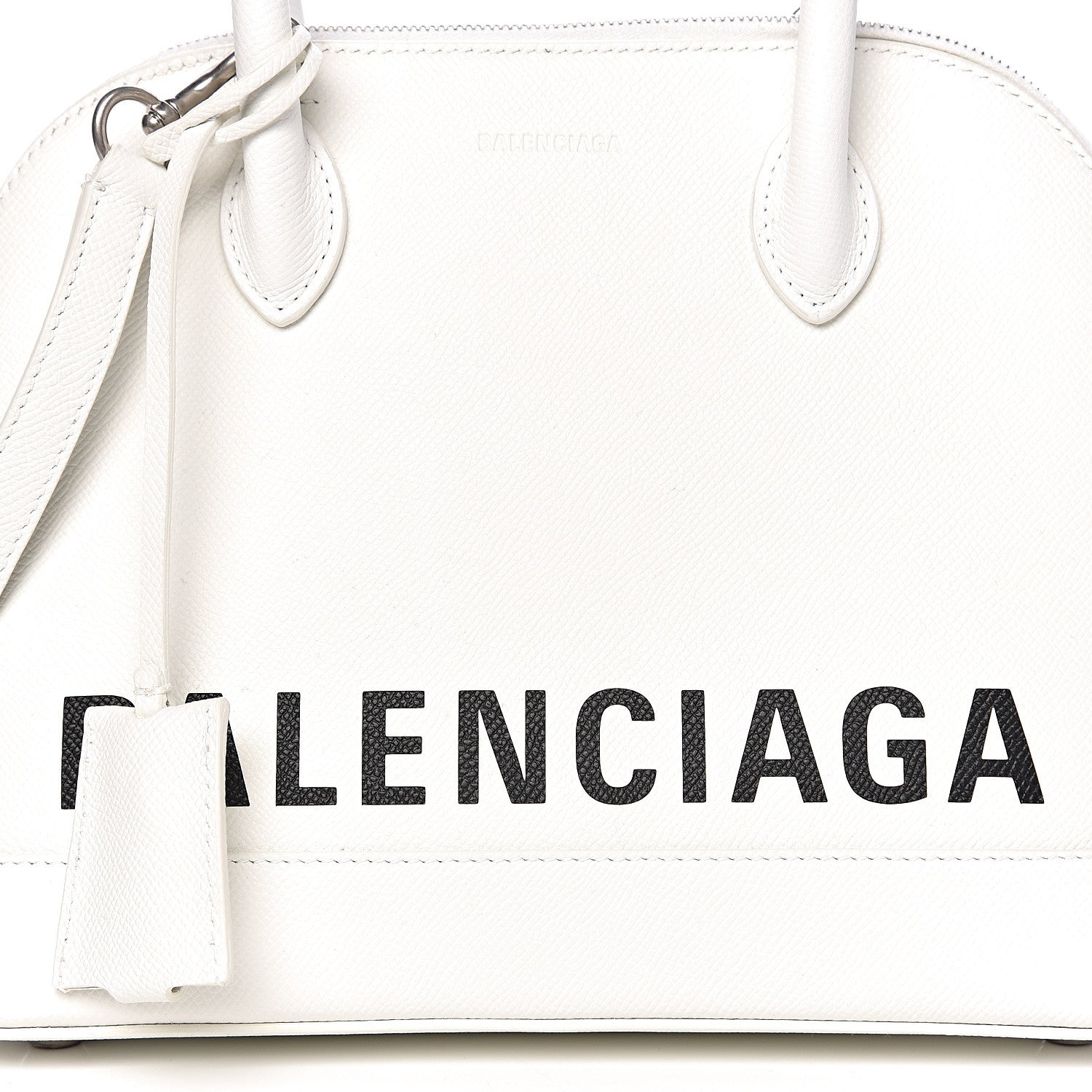 Balenciaga Signature Grained Calfskin Logo S Ville Top Handle Bag White Black 10 of 10