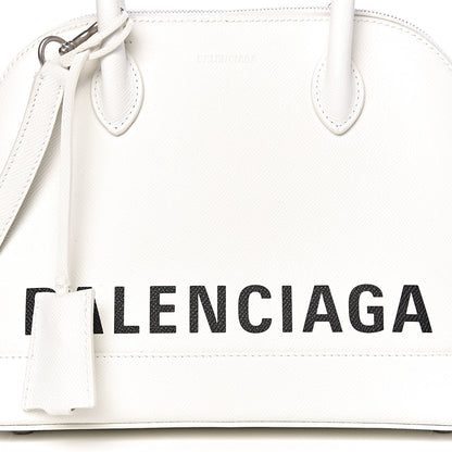 Balenciaga Signature Grained Calfskin Logo S Ville Top Handle Bag White Black 10 of 10