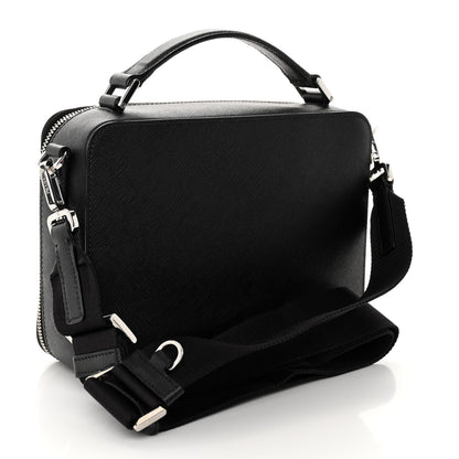Prada Saffiano Travel Medium Brique Crossbody Bag Black 3 of 9