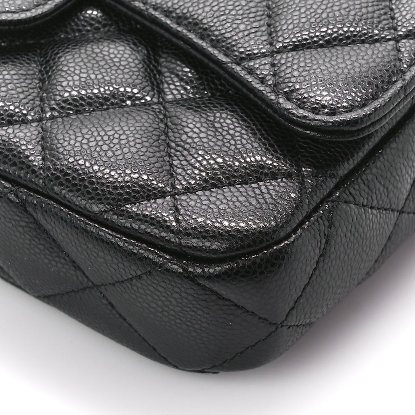Caviar Quilted Flap Phone Holder With Chain Black