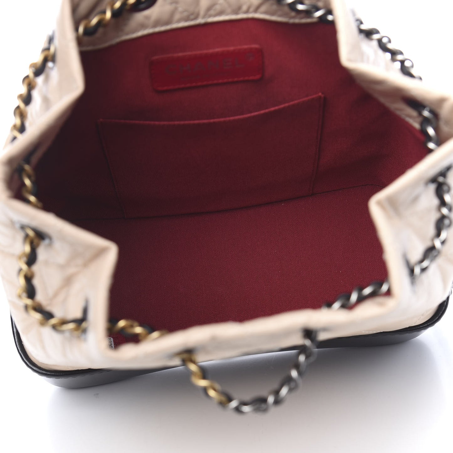 Aged Calfskin Quilted Small Gabrielle Backpack Beige Black