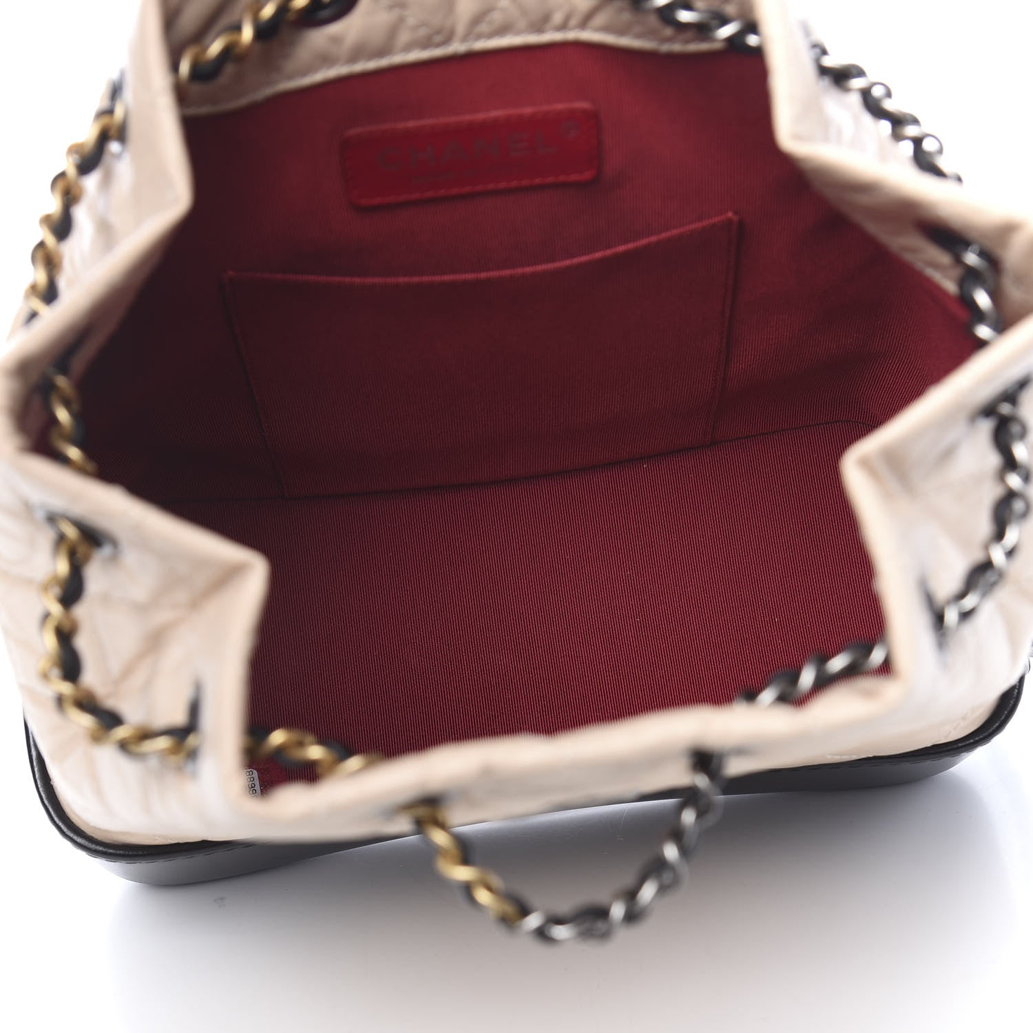 Chanel Aged Calfskin Quilted Small Gabrielle Backpack Beige Black 4 of 10