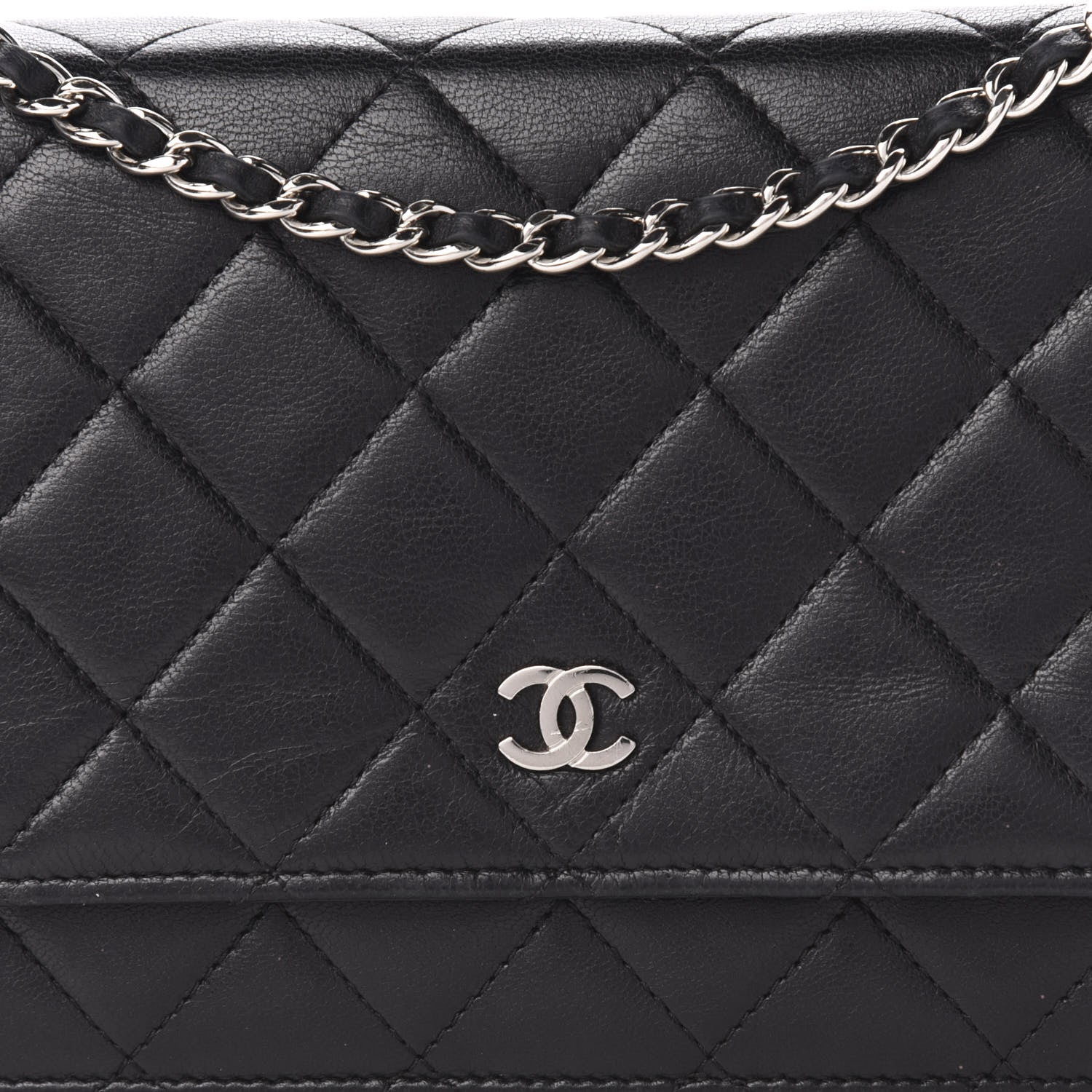 Chanel Lambskin Quilted Wallet On Chain WOC Black 13 of 13