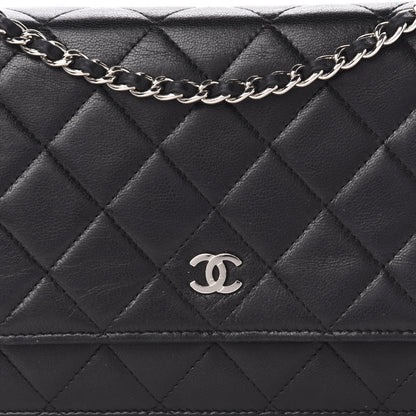Chanel Lambskin Quilted Wallet On Chain WOC Black 13 of 13