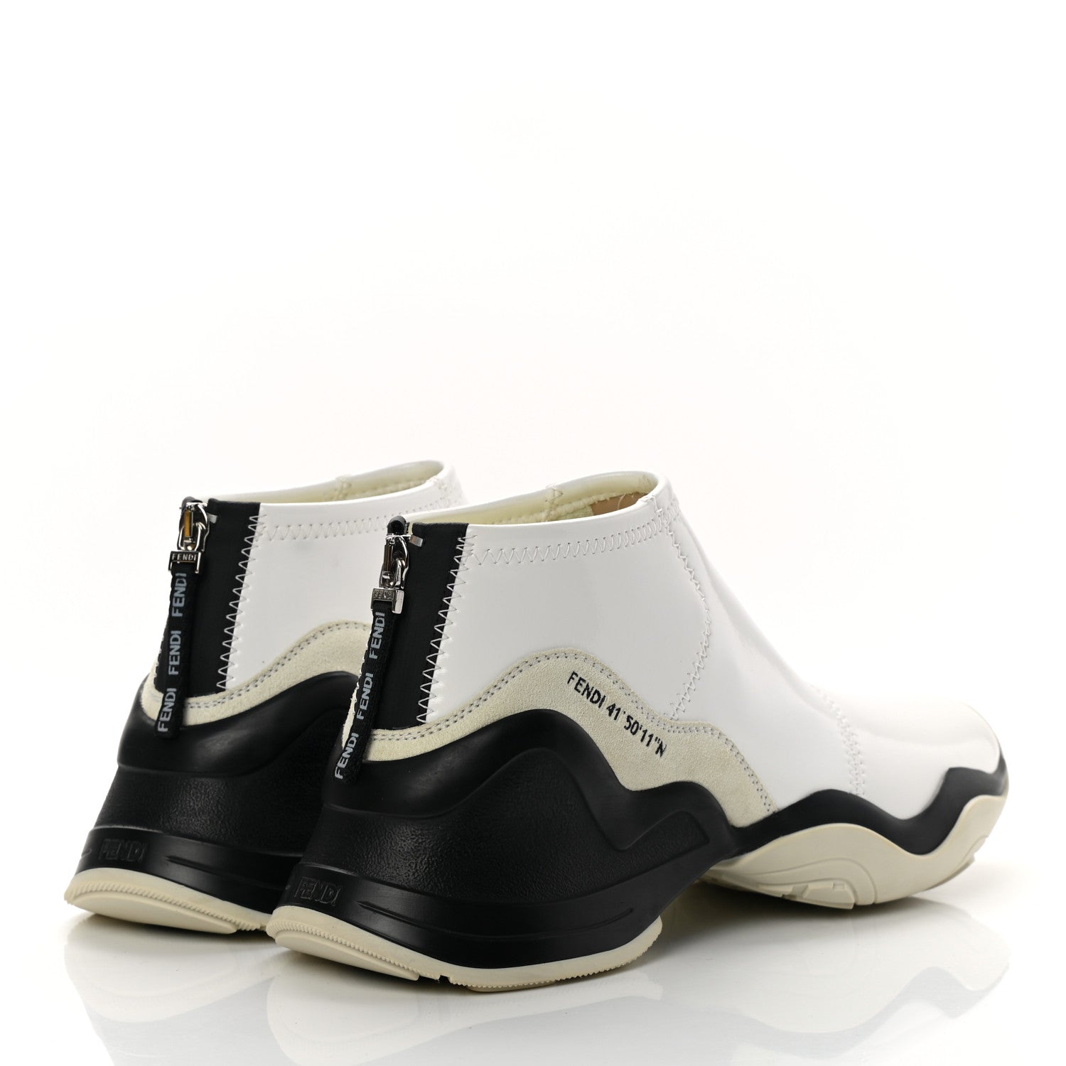 Fendi Vernice High-Tech Womens FFluid Zip Up Sneakers 40 White Black 4 of 11