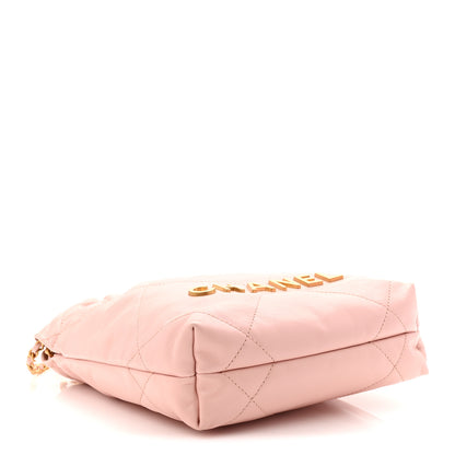 Chanel Shiny Calfskin Quilted Mini Chanel 22 Light Pink 4 of 11
