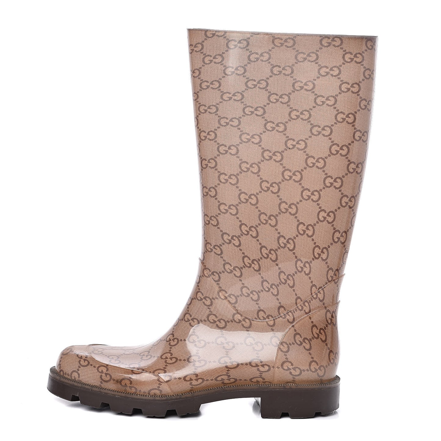 Rubber Monogram Edinburg Rain Boots 37 Transparent Cocoa