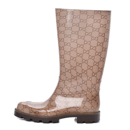 Gucci Rubber Monogram Edinburg Rain Boots 37 Transparent Cocoa 1 of 7