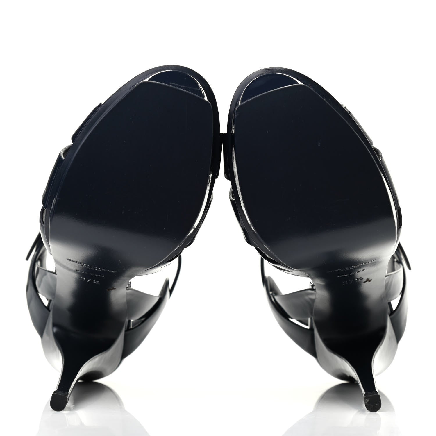 Saint Laurent Patent Tribute 105 Platform Sandals 37.5 Deep Marine 5 of 7