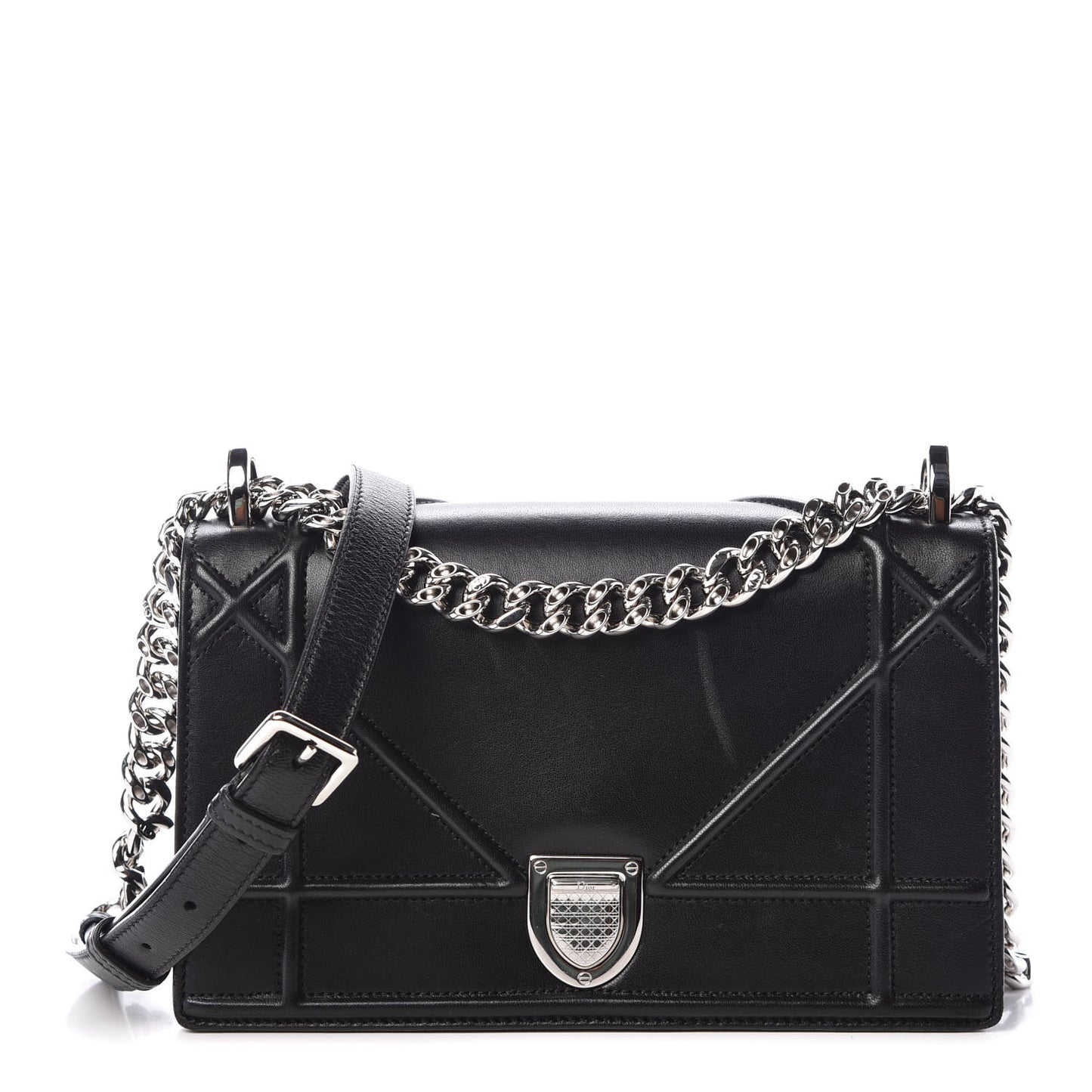 Calfskin Small Diorama Flap Bag Black