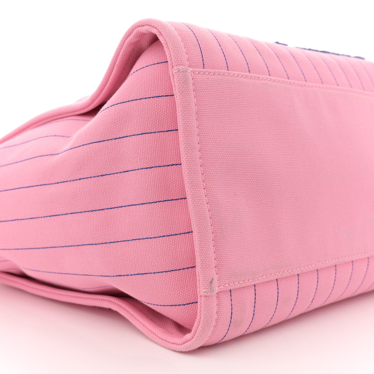 Chanel Canvas Calfskin Striped Medium Deauville Tote Pink Blue 9 of 12