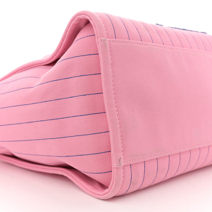 Chanel Canvas Calfskin Striped Medium Deauville Tote Pink Blue 9 of 12