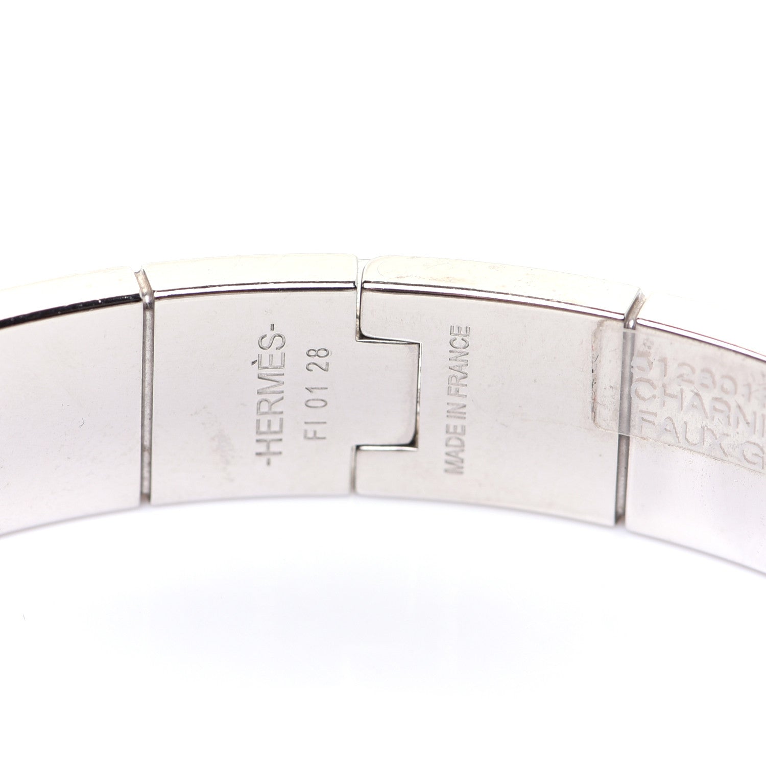 Hermes Enamel Printed Narrow Washington's Carriage Tattoo Hinged Bracelet S Faux Gris 4 of 13