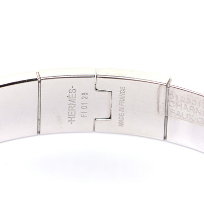 Hermes Enamel Printed Narrow Washington's Carriage Tattoo Hinged Bracelet S Faux Gris 4 of 13