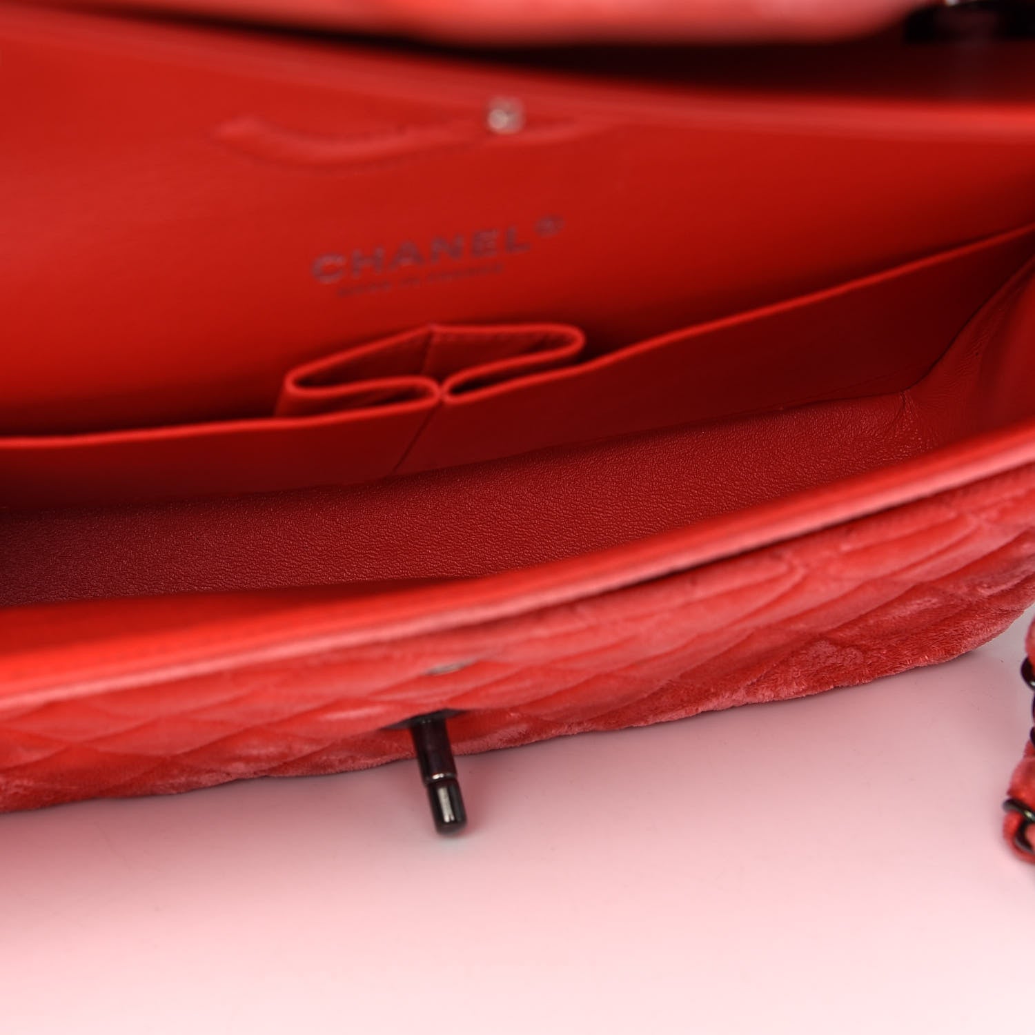 Chanel Velvet Quilted Medium Double Flap Coral 4 of 9
