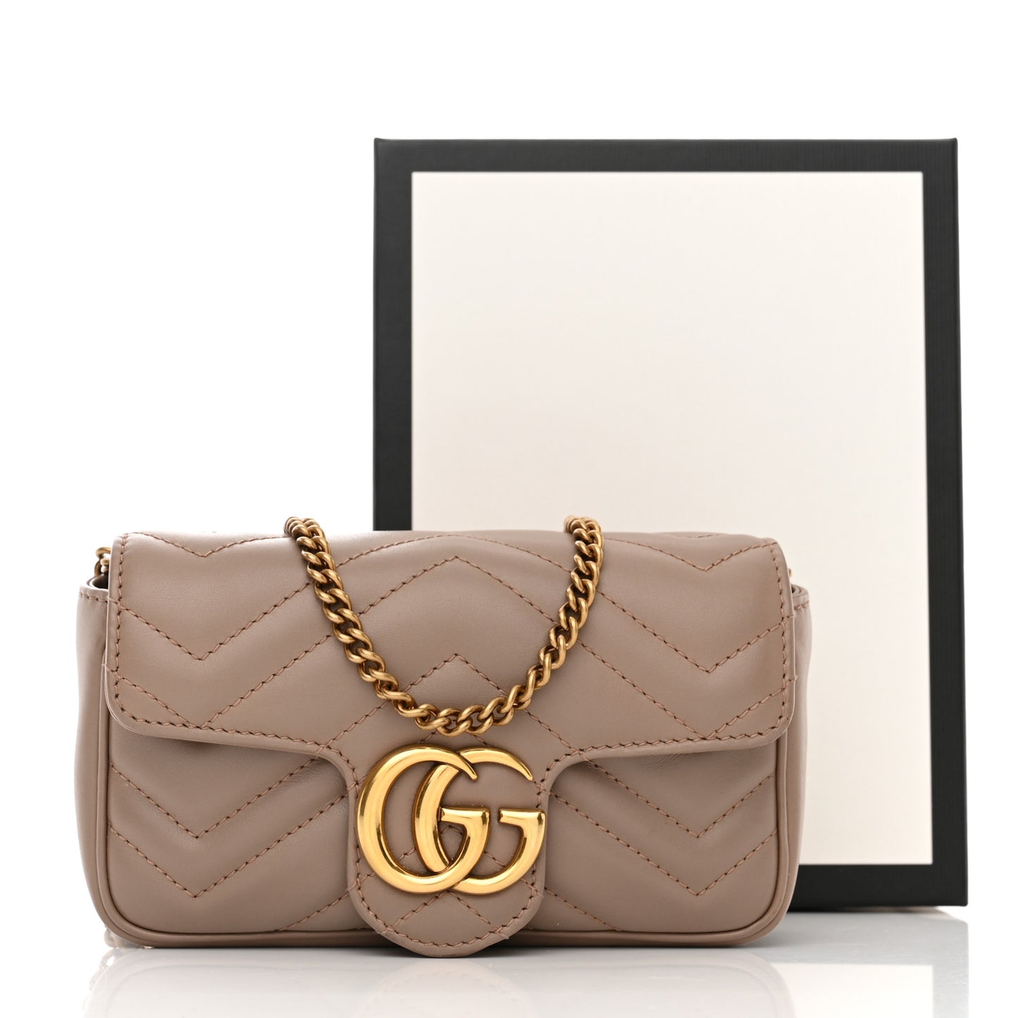 Calfskin Matelasse Super Mini GG Marmont Shoulder Bag Porcelain Rose