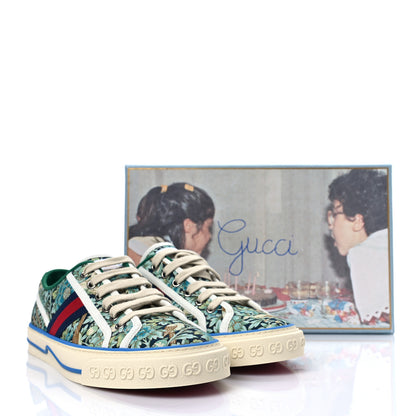 Gucci X LIBERTY OF LONDON Canvas Web Floral Print Womens 1977 Tennis Sneakers 39 Carta Acquamarine Navy Mystic White 8 of 8