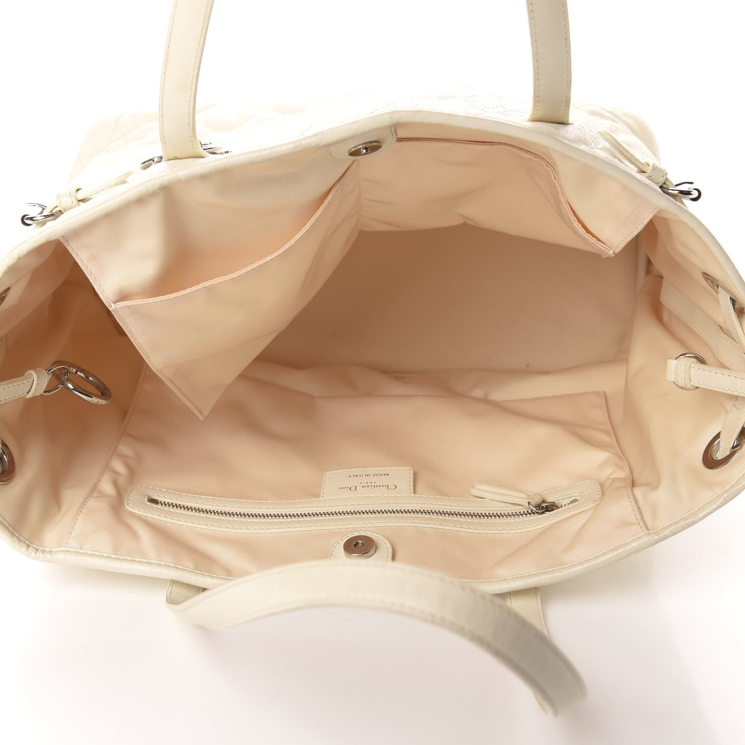 Christian Dior Coated Canvas Cannage Medium Panarea Tote White 5 of 11