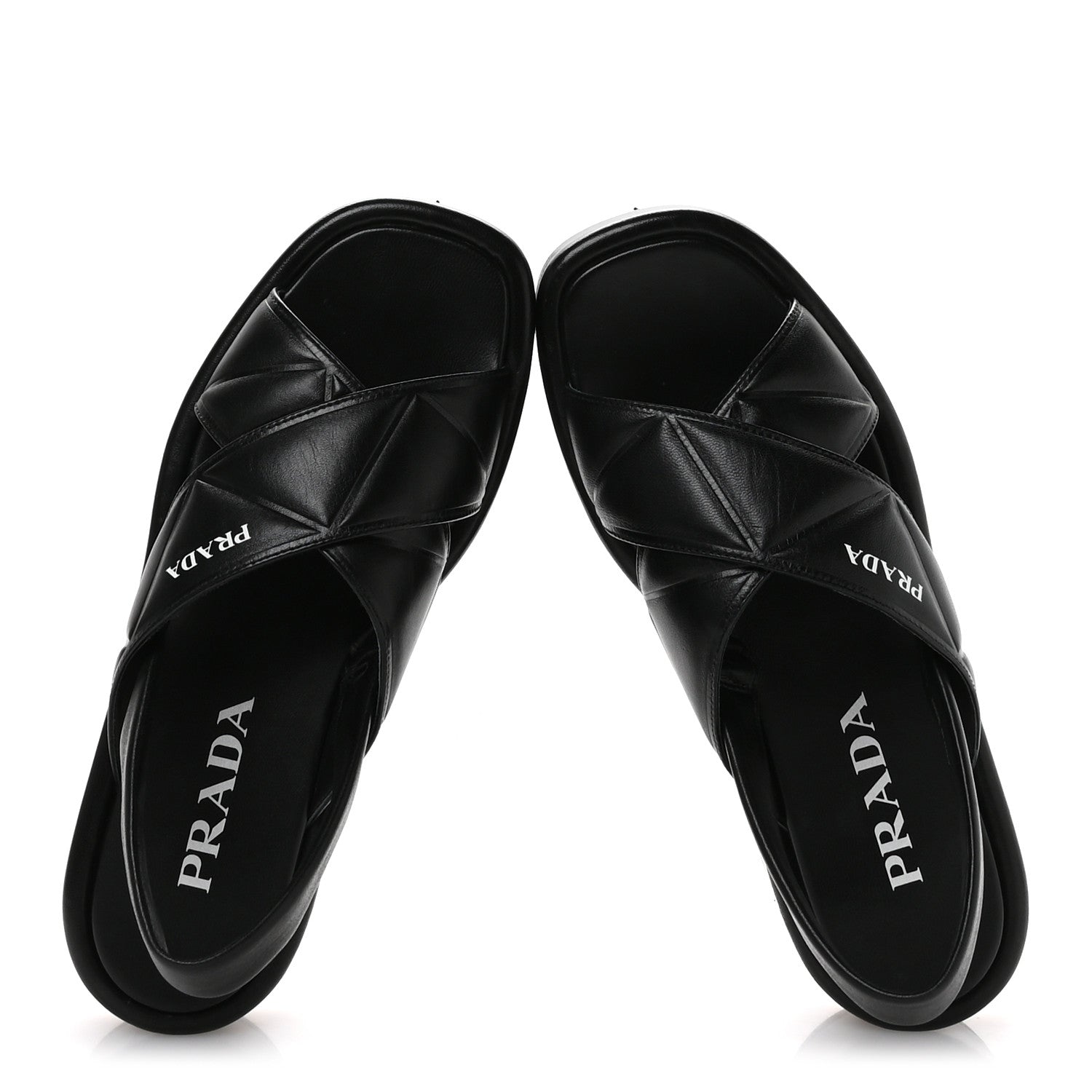 Prada Nappa Quilted Padded Platform Slingback Sandals 38.5 Black 2 of 8