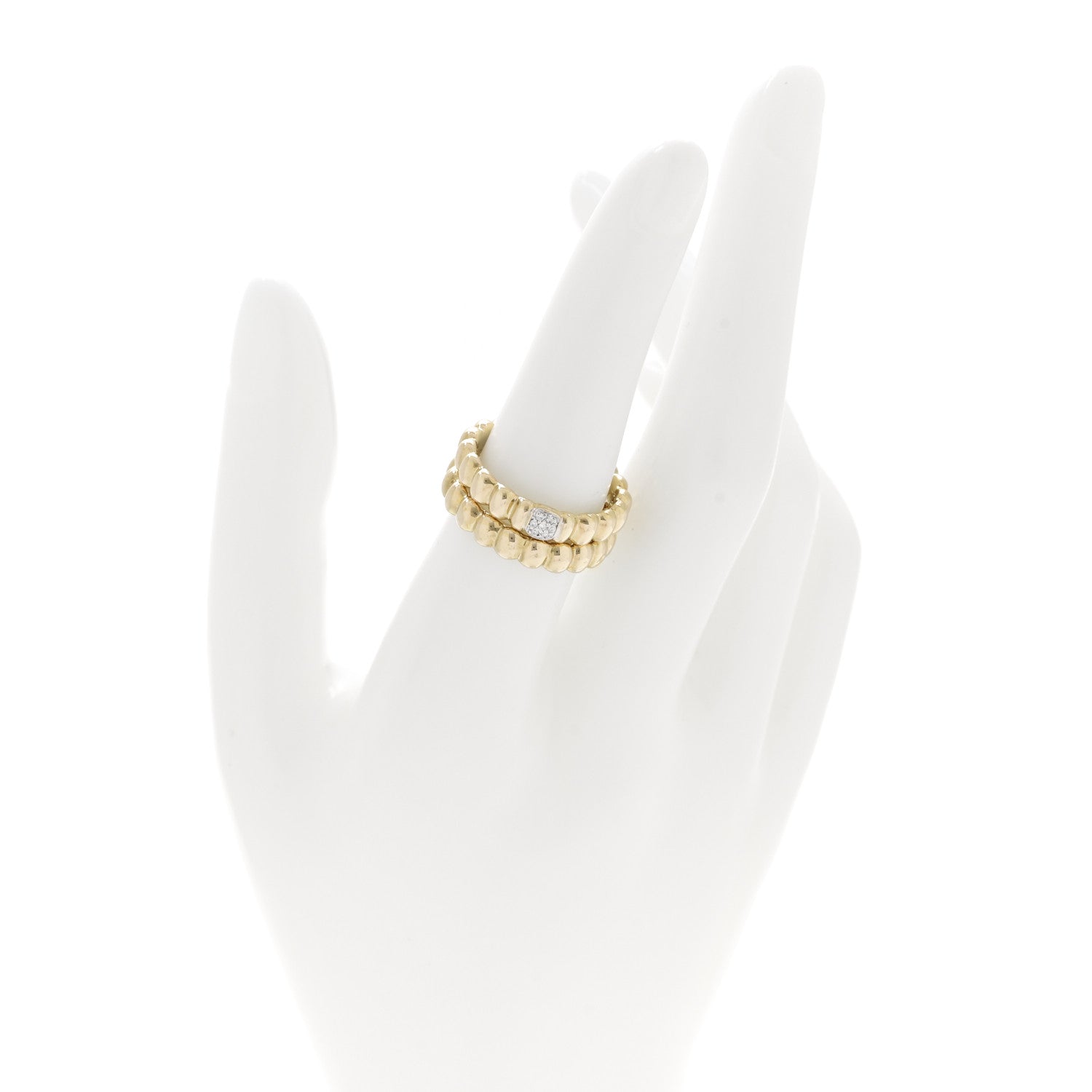 John Hardy 18K Yellow White Gold Diamond Bedeg Station Ring Set 54 6.75 2 of 5