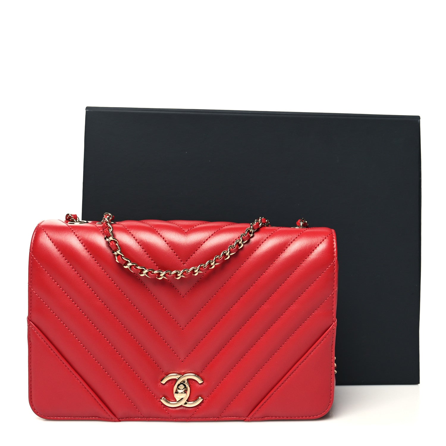 Chanel Calfskin Chevron Quilted Mini Statement Flap Red 11 of 11