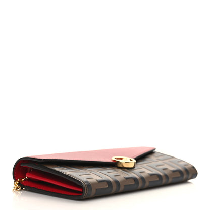 Fendi Vitello Cruise F is Fendi Bi-Color FF 1974 Embossed Continental Envelope Wallet On Chain Maya Black Fragola 3 of 8