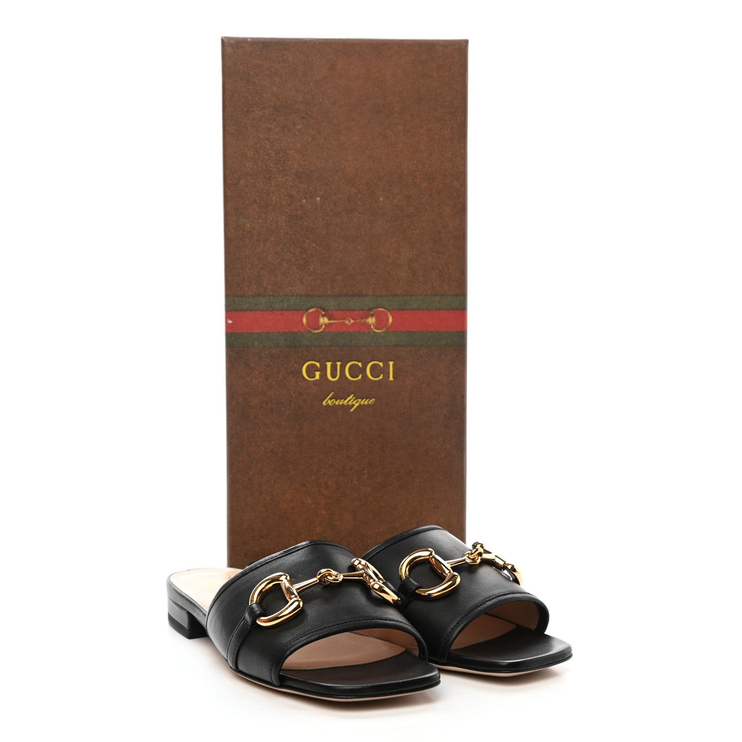 Gucci Nappa Horsebit Flat Slide Sandals 35 Black 9 of 9