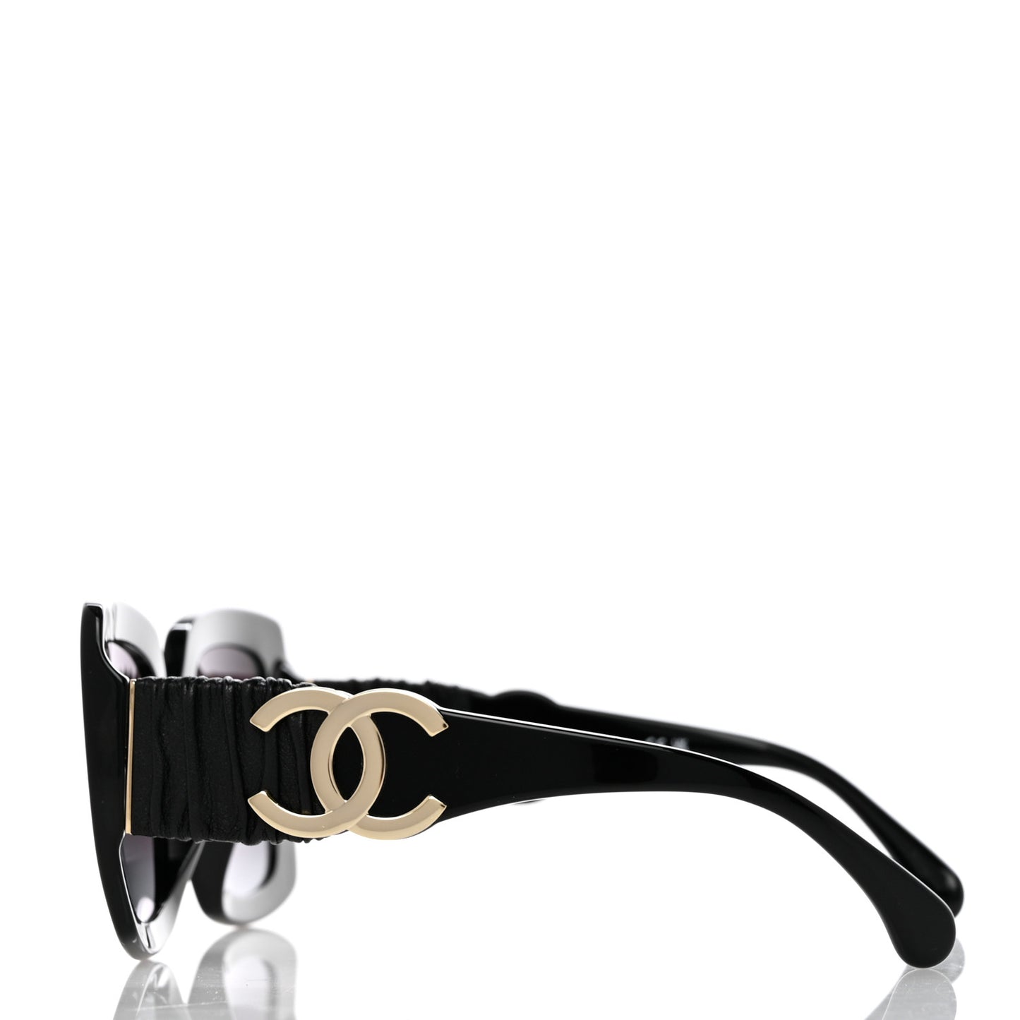 Acetate Calfskin Square Sunglasses 5474-Q-A Black