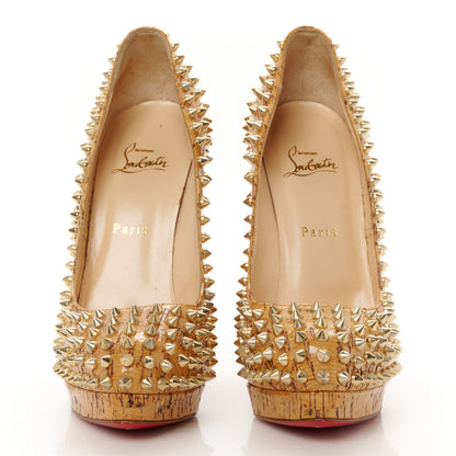 Christian Louboutin Cork Alti Spikes 160 Pumps 40 Natural Gold 3 of 11